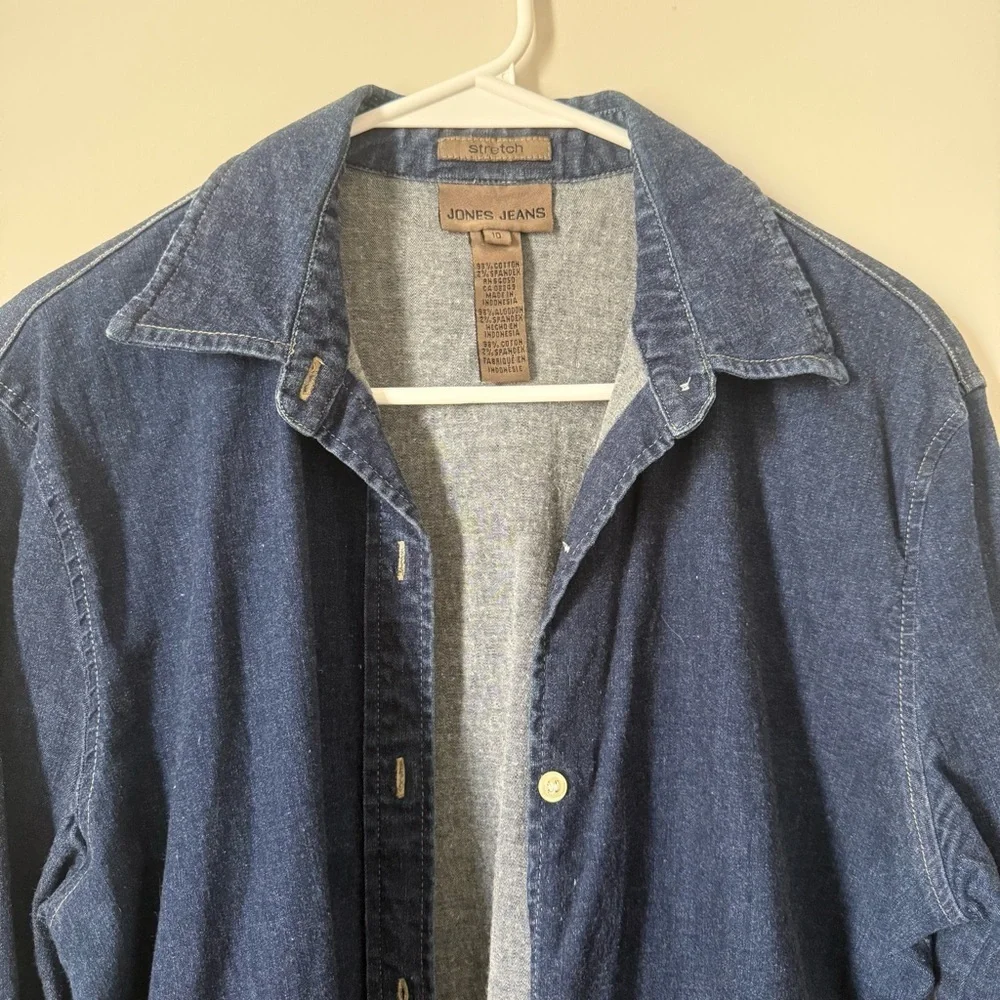 Jones Jeans Button Down Women’s Denim Collared Western Cowgirl Shirt